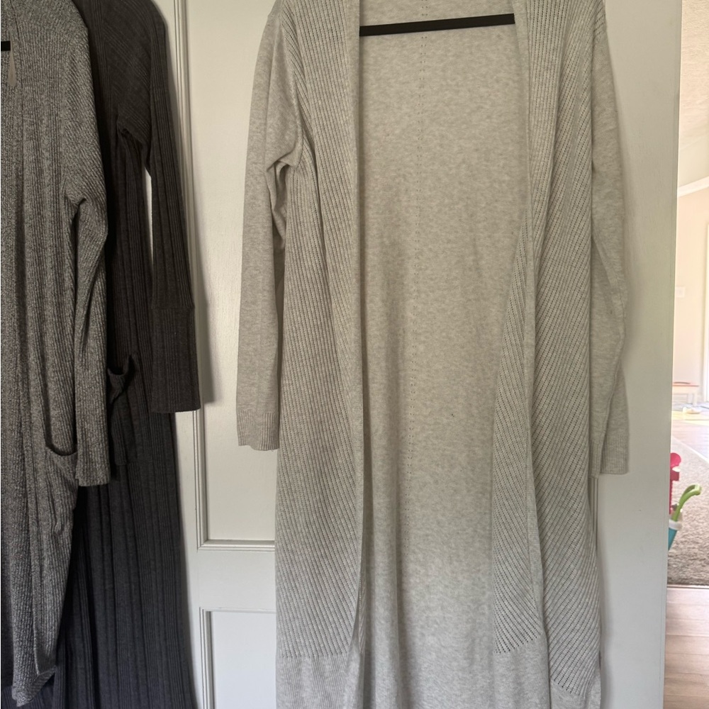Allison Joy Heather Light Gray Open Front Cardigan